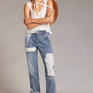 Anthropologie Pilcro The Wanderer Relaxed Patchwork Jeans 30 NWT